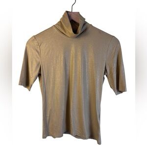 Ralph Lauren Black Label Shimmering Gold Shimmer Turtleneck Top Size Medium P